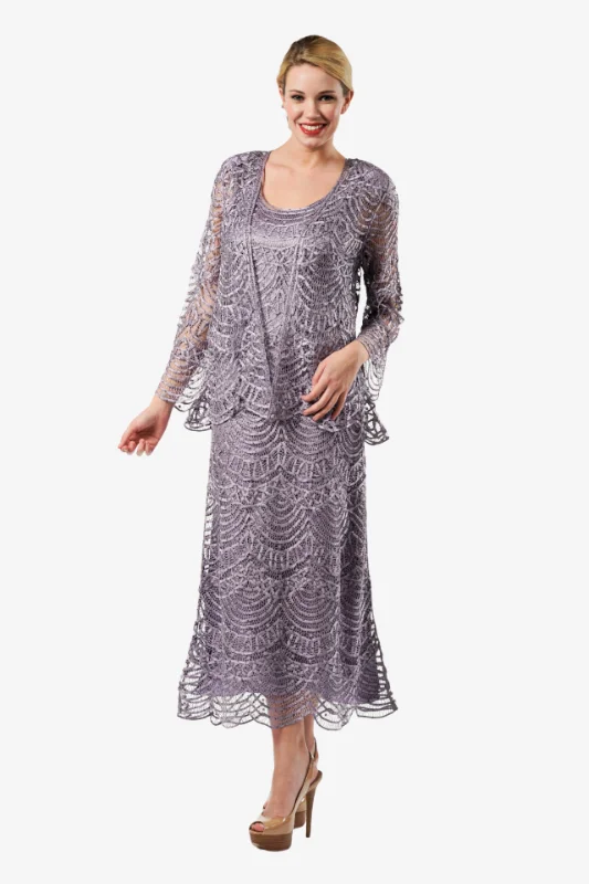 Soulmates C1062 Scallop Hand Crocheted Lace Dress with Jacket Set Satin Jacket Silk Jacket Chiffon Jacket Soulmates C1062 Scallop Hand Crocheted Lace Dress with Jacket Set Satin Jacket Silk Jacket Chiffon Jacket