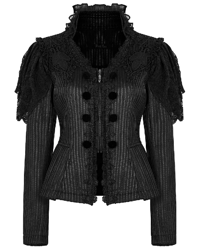 Punk Rave Womens Gothic Lolita Lace Applique Jacket - Black Hooded Jacket Caped Jacket Shawl Collar Jacket Punk Rave Womens Gothic Lolita Lace Applique Jacket - Black Hooded Jacket Caped Jacket Shawl Collar Jacket