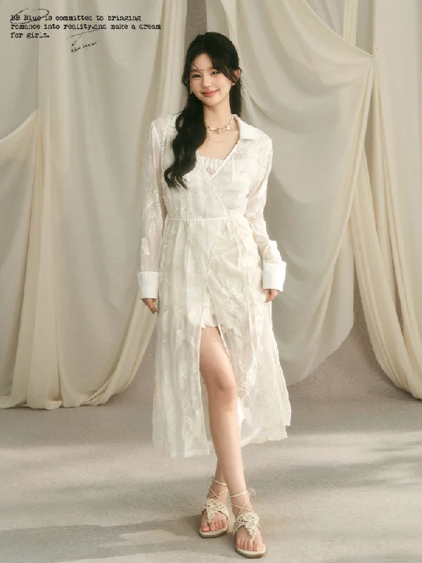China Style Embroidered See-through Long Shirt Cardigan BBB0067 Chenille Blend Fleece Blend Nylon Blend China Style Embroidered See-through Long Shirt Cardigan BBB0067 Chenille Blend Fleece Blend Nylon Blend