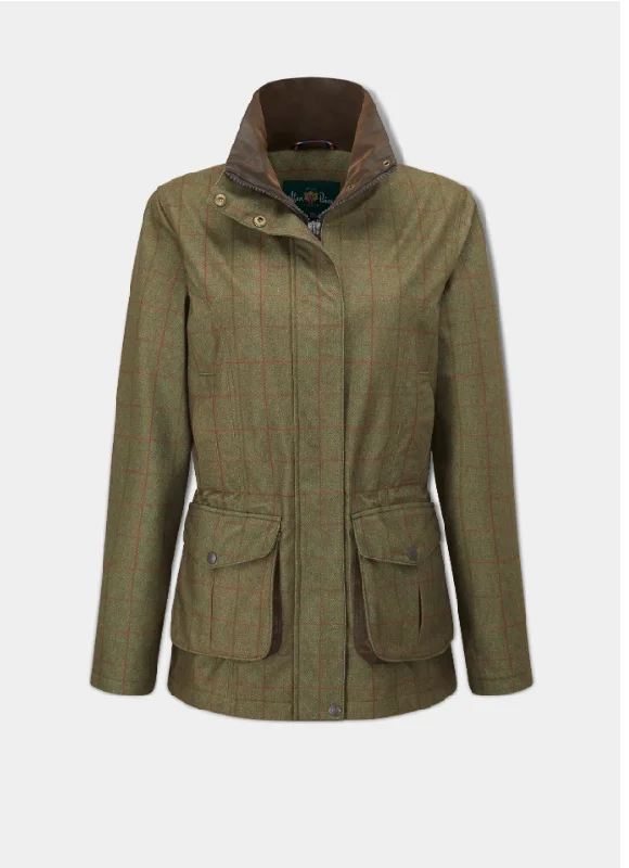Alan Paine Didsmere Ladies Coat - Pine Hooded Caped Scarf