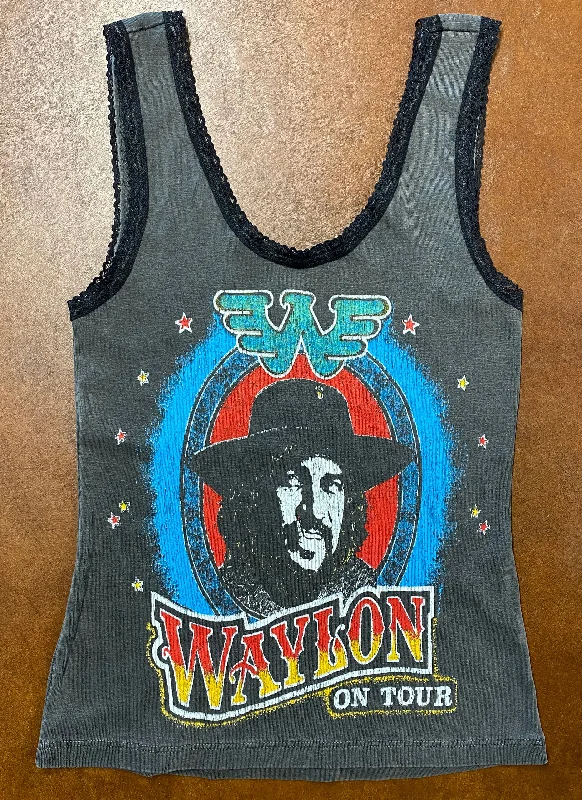Waylon on Tour Lace Tank grey tank top