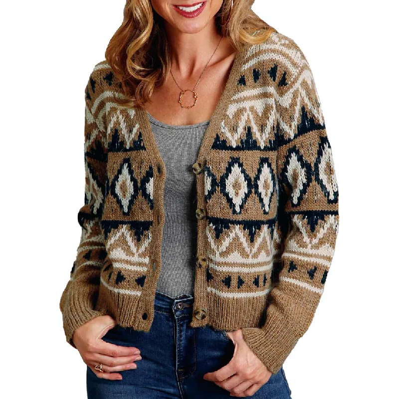 Stetson Women's Aztec Cropped Cardigan Soft Cozy Warm