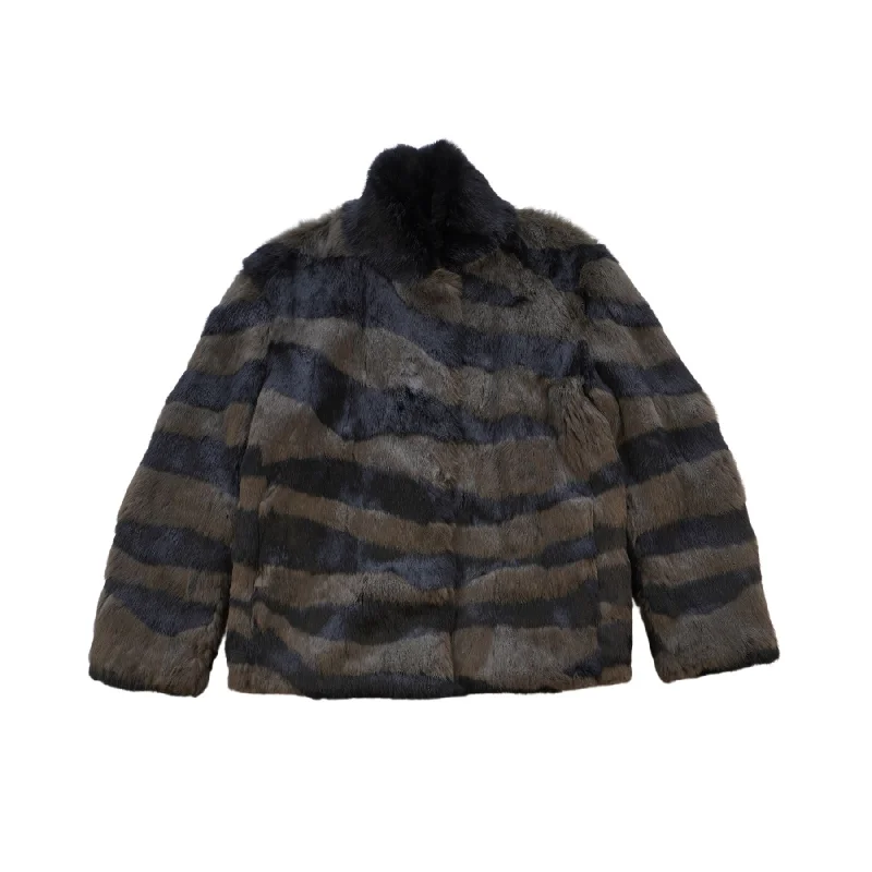 Just Cavalli Striped Fur Coat - Women's 44 Turtleneck Wrap Cape