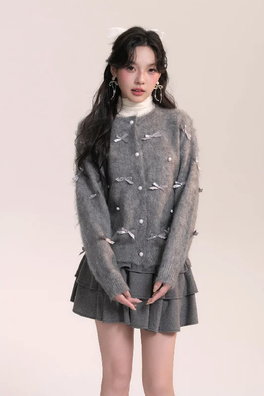 Ballet Style Handmade Bow Knitted Cardigan AOO0039 Stylish Fashionable Trendy