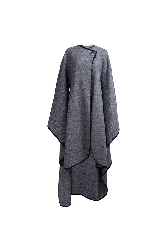 Cape coat | Loose wool coat | Street coat Suede Faux Fur Shearling