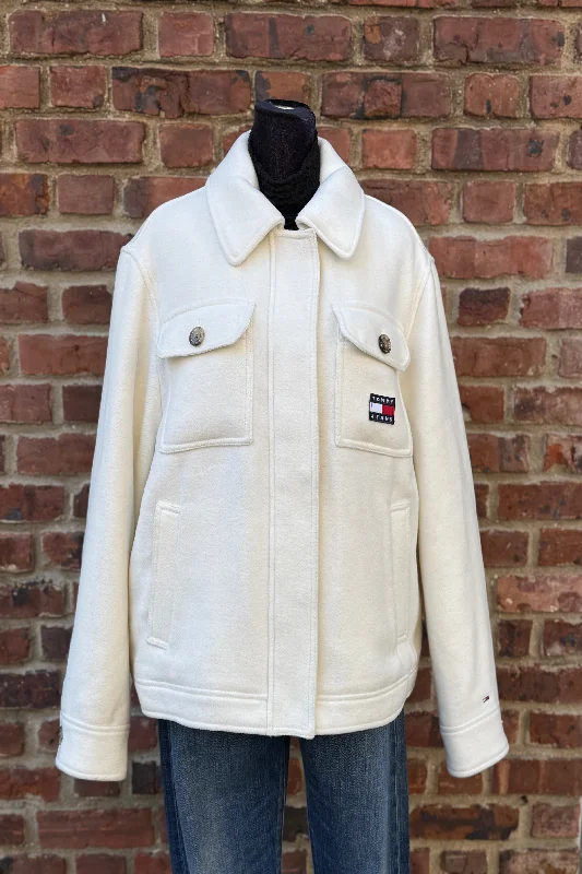 TOMMY HILFIGER Paded Wool Shirt JAcket / XL Wool Jacket Cashmere Jacket Tweed Jacket