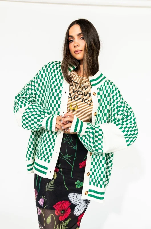 Get What I Want Grandpa Cardigan in Lucky Clover Green Crew Neck V-Neck Turtle Neck