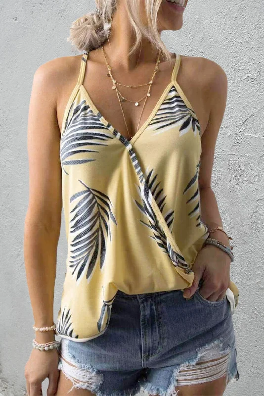 Tops Casual Floral Print Sling Sleeveless Tank Top high neck tank
