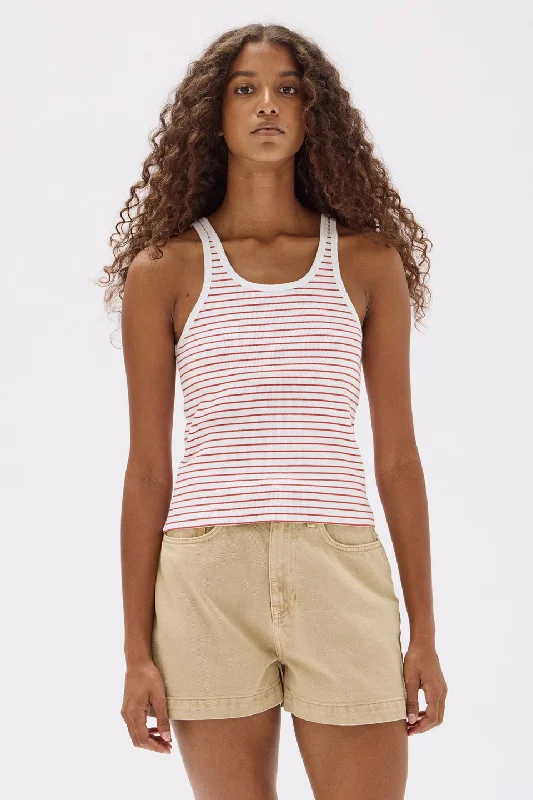 Assembly Label - Drew Rib Organic Tank, Papaya/ White gold tank top