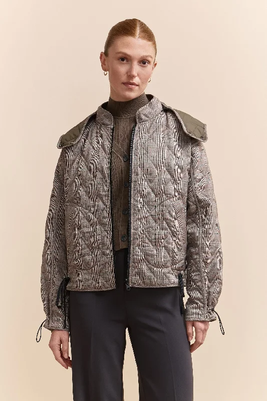 Reversible coat with removable hood Mesh Canvas Denim