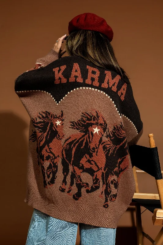 Untamed Wild Mustang Cardigan Tailored Straight A-Line