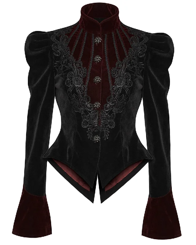 Punk Rave Lacrimosa Jacket - Black & Red Velvet Jacket Blazer Coat