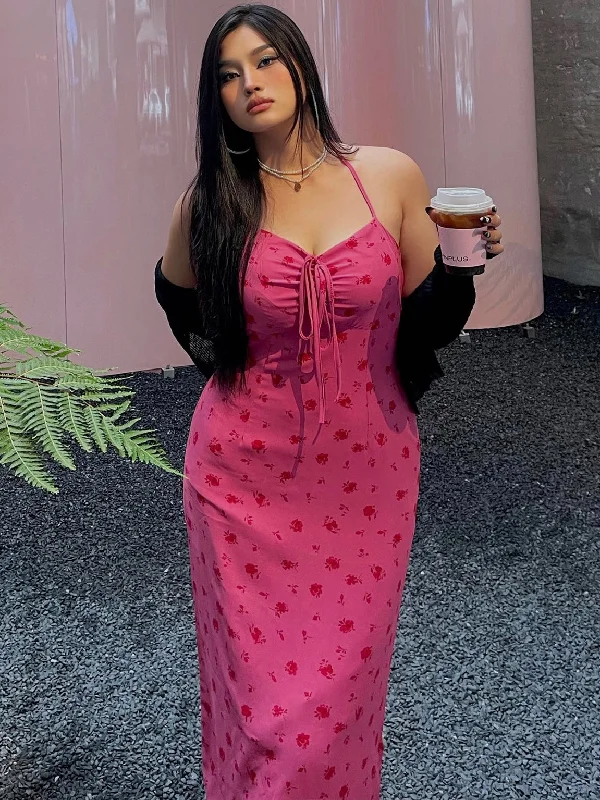 Liona Plus Size French Red Slip Spaghetti Strap V-Neck Long Dress + Solid Color Black Cardigan Matching Set Fitted Slim Tailored Liona Plus Size French Red Slip Spaghetti Strap V-Neck Long Dress + Solid Color Black Cardigan Matching Set Fitted Slim Tailored