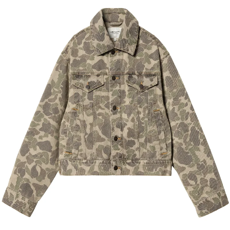 Carhartt WIP Womens Duck Orell Jacket Camo Duck / Black Bleached Denim Jacket Leather Jacket Suede Jacket