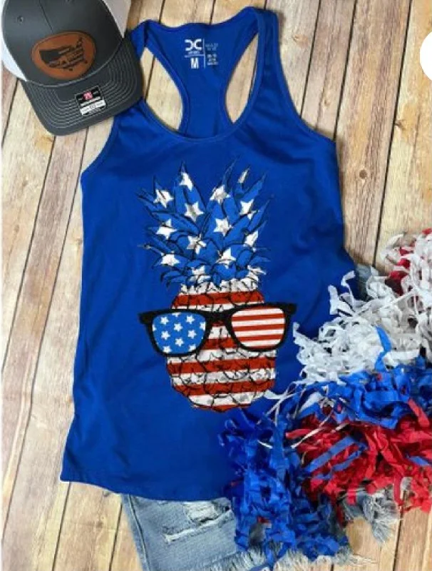Women’s Patriotic Pineapple Tank Top floral tank top