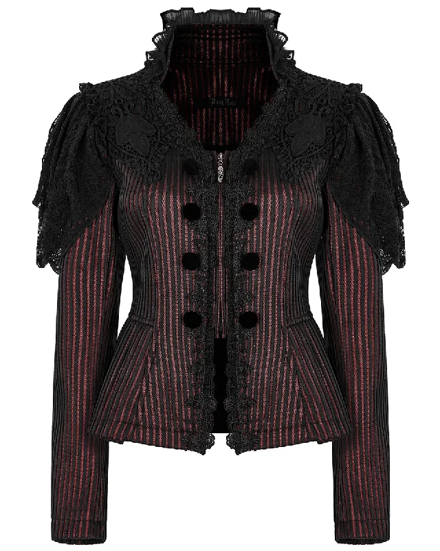 Punk Rave Womens Gothic Lolita Lace Applique Jacket - Red & Black V-Neck Jacket Boat Neck Jacket Square Neck Jacket Punk Rave Womens Gothic Lolita Lace Applique Jacket - Red & Black V-Neck Jacket Boat Neck Jacket Square Neck Jacket