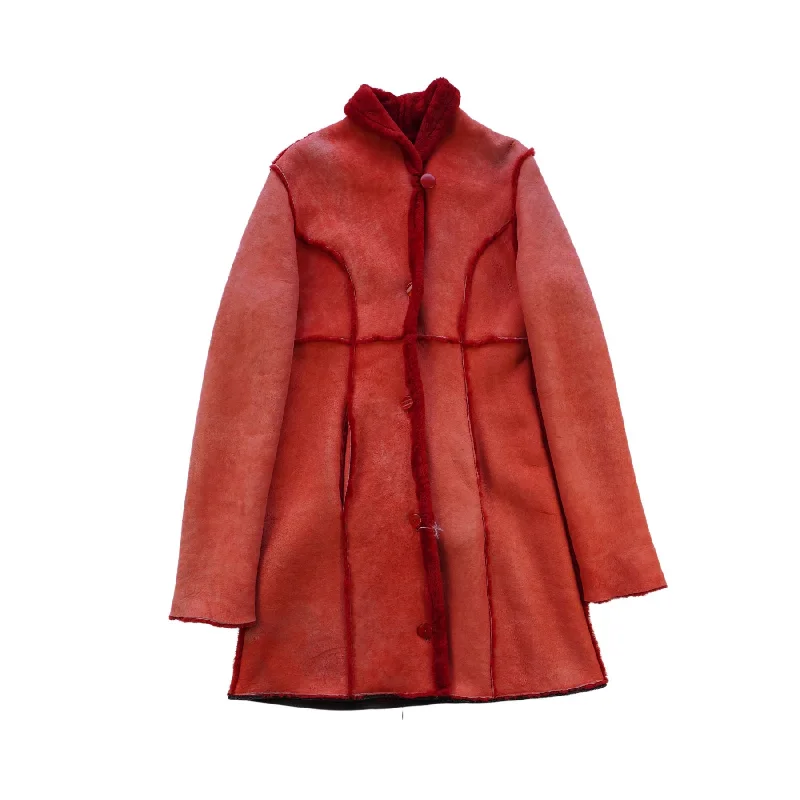 Vintage Shearling Coat - Women's 44 Trench Wool Cashmere