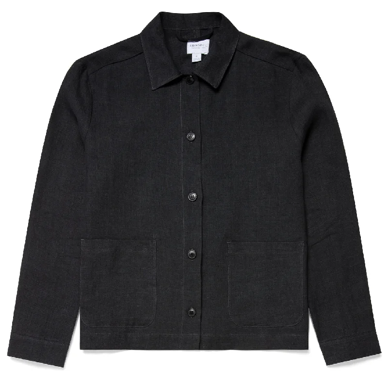 Sunspel Womens Twin Pocket Jacket Black V-Neck Jacket Boat Neck Jacket Square Neck Jacket