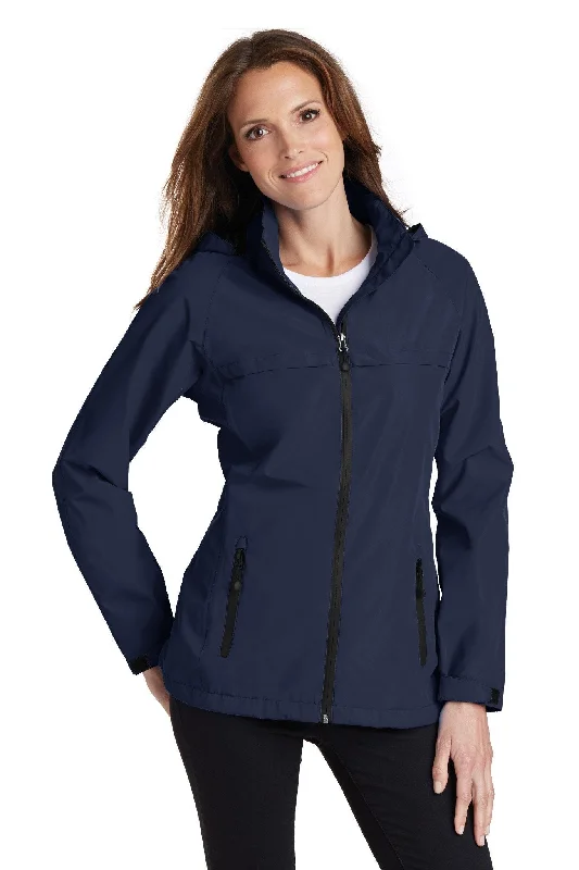 Ladies' Lightweight Waterproof Jacket - True Navy Notch Collar Jacket Peter Pan Collar Jacket Cowl Neck Jacket