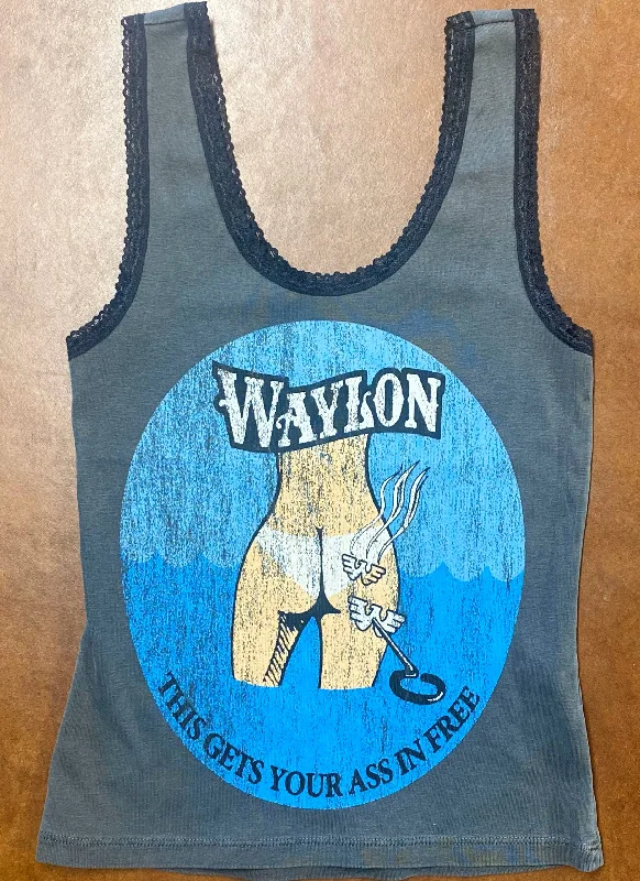 Waylon Jennings This Gets Your Ass in Lace Tank neon tank top