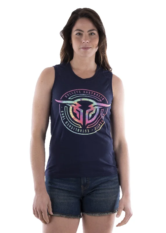 Bullzye Ladies Tripped Tank - Navy - B2S2501215 sequin tank top