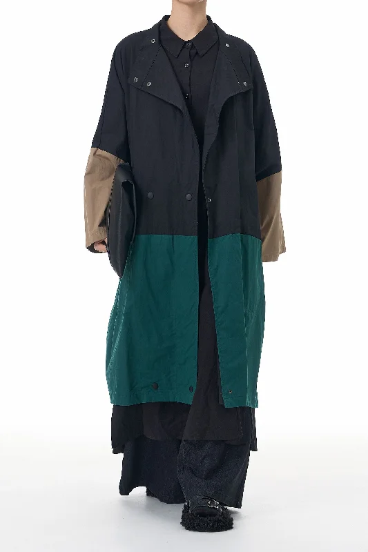 The Snap Block Oversized Trench Coat Hooded Caped Scarf