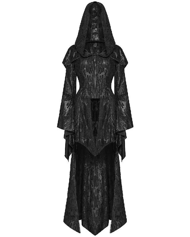 Punk Rave Womens Long Gothic Witch Broken Knit Hooded Jacket Wool Jacket Cashmere Jacket Tweed Jacket Punk Rave Womens Long Gothic Witch Broken Knit Hooded Jacket Wool Jacket Cashmere Jacket Tweed Jacket
