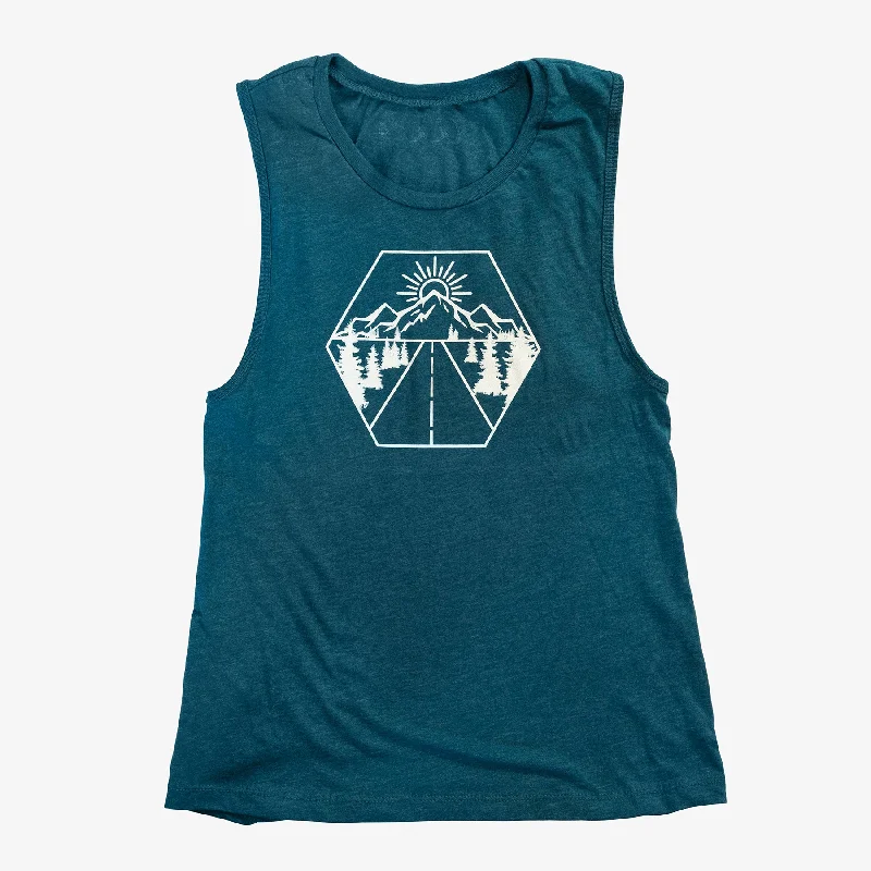 Women's Mountains are Calling Tank Top teal tank top