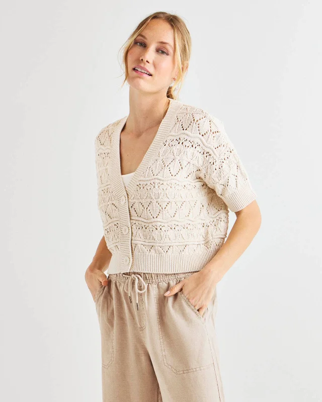 Brayden Short Sleeve Cardigan Sequined Glittery Shiny