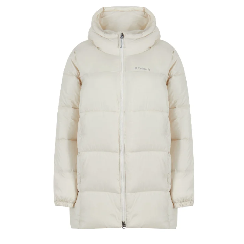 Columbia Womens Puffect Hooded Mid Puffer Jacket Chalk Denim Fabric Leather Fabric Suede Fabric
