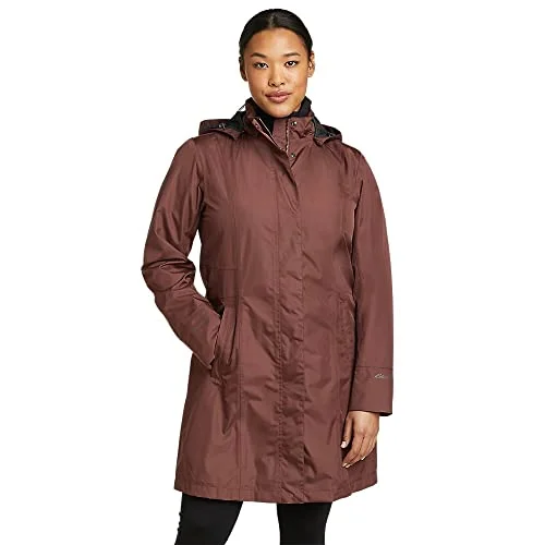 Eddie Bauer Women's Girl on the Go Trench Coat Asymmetrical Collar Hooded Zippered