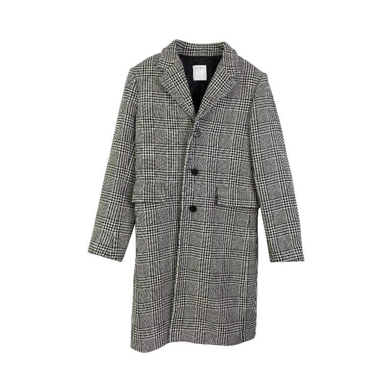 Sandro Houndstooth Coat - S Buttoned Zippered Snapped