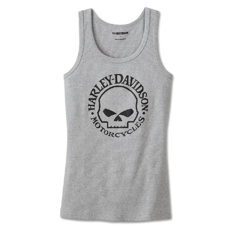 Women's Ultra Classic Skull Tank - Light Grey Heather cotton tank top