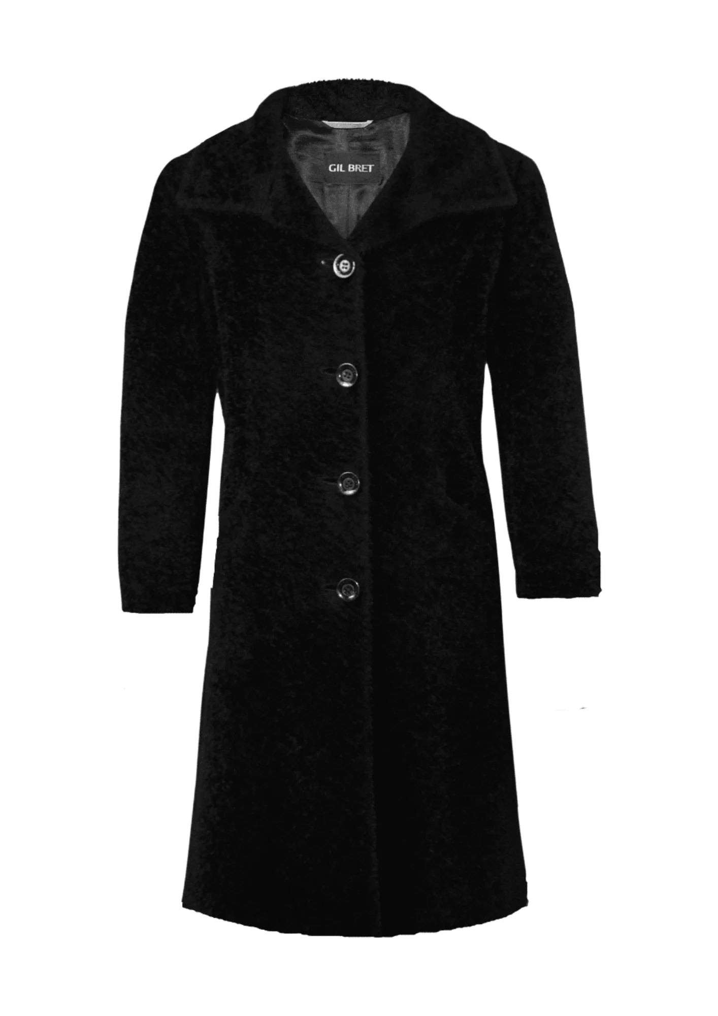 BLACK WOOL COAT Fleece Down Feather