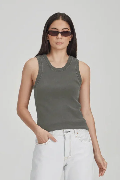 Commoners - Fitted Rib Tank, Vintage Fog sage tank top