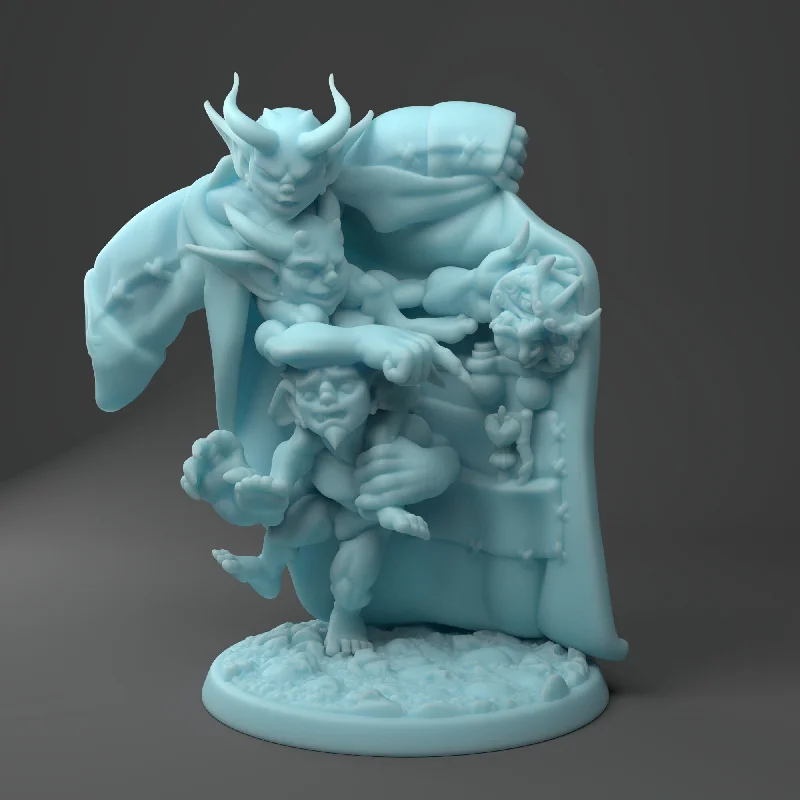 Imps in a Coat | 32mm | Medium | Dungeons and Dragons | TTRPG | Twin Goddess Miniatures Satin Silk Chiffon
