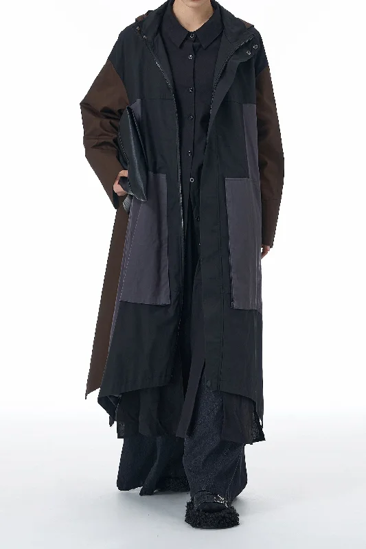 Street Zip Trench Coat Embroidered Appliqued Beaded
