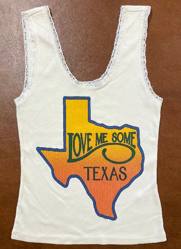 Love Me Some Texas Lace Tank beige tank top
