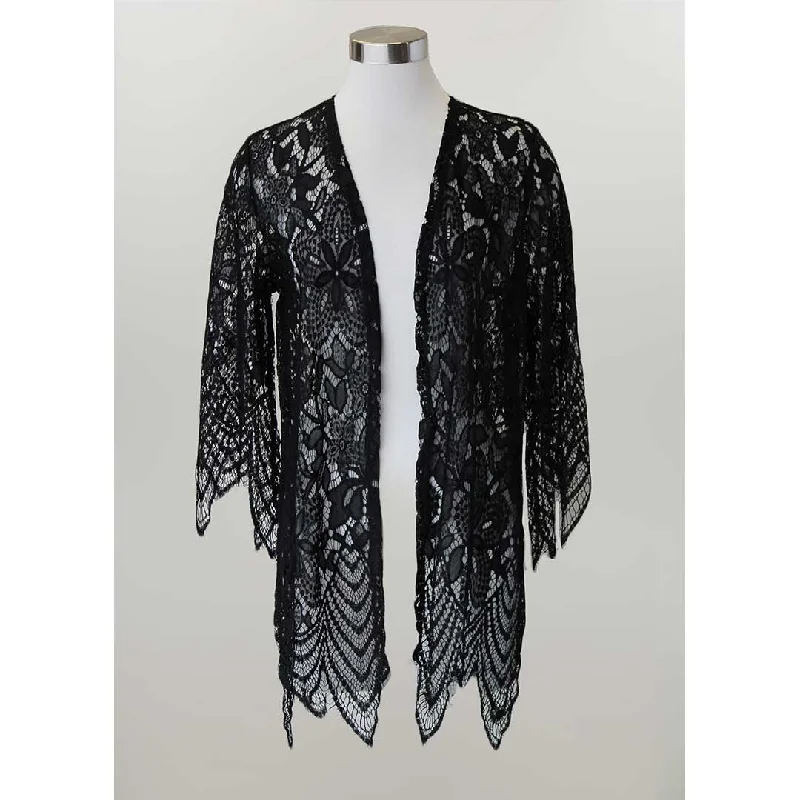 Keren Hart Women's Floral Lace Cardigan Neon metallic Matte
