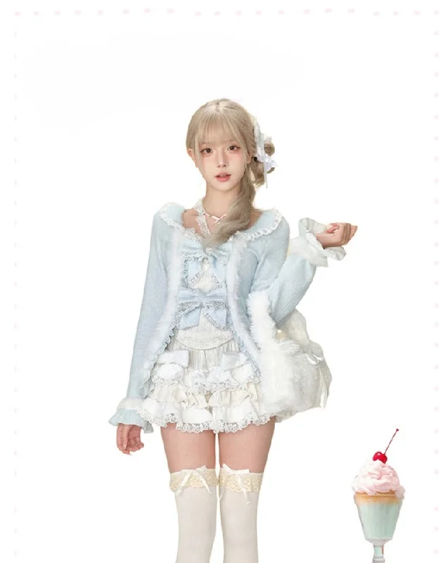 Sea Salt Condensed Milk Knitted Cardigan/Knitted Camisole/Cake Skirt SER0101 Fitted Slim Tailored