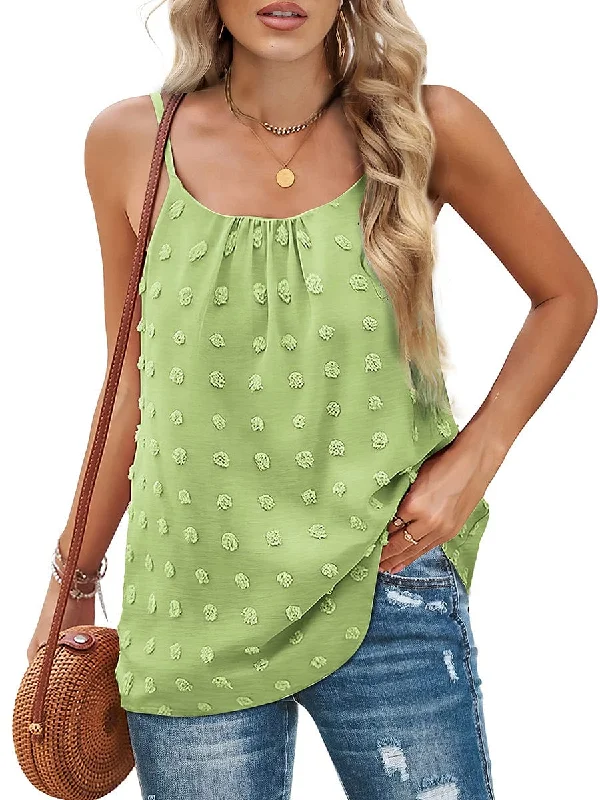 Tops Round Neck Pompom Sleeveless Tank Top adorable tank top