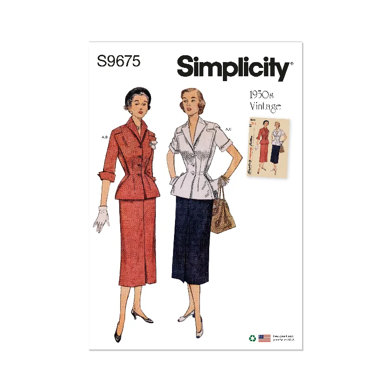 Simplicity Pattern S9675 Misses Skirt and Jacket Plaid Jacket Tartan Jacket Houndstooth Jacket