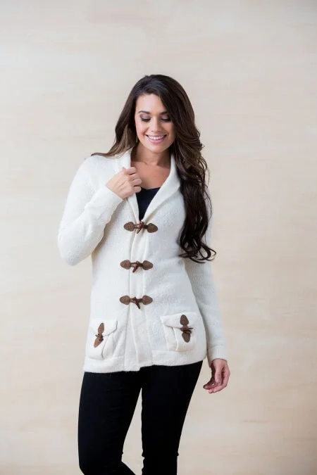 Simply Natural Women's Claudia Cardigan in Ivory Bright Pastel Dark