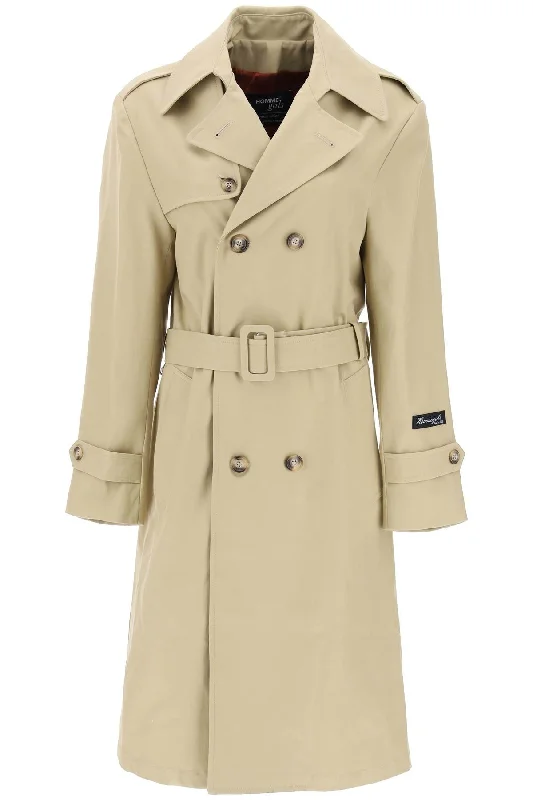Cotton Double-breasted Trench Coat Three-Quarter Sleeve Elbow Sleeve Wrist Sleeve