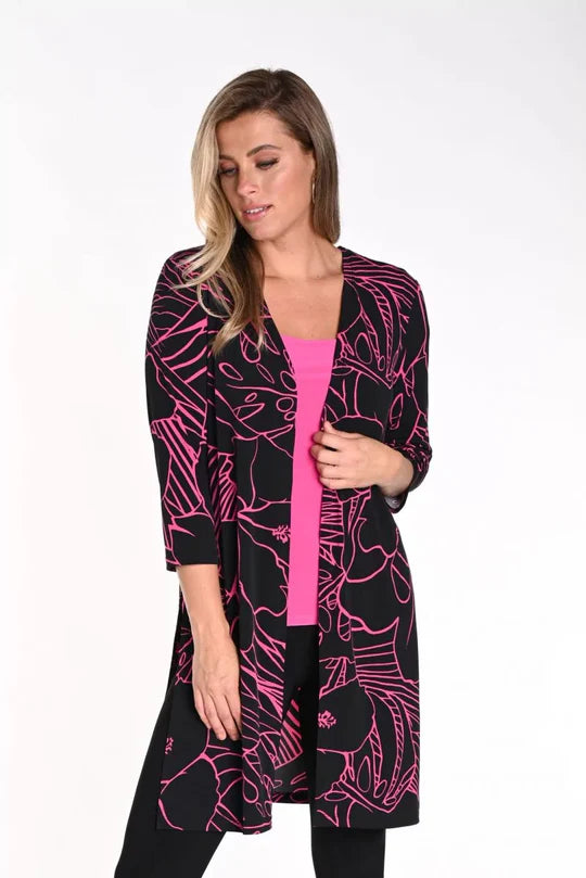 Frank Lyman #241486 black fuchsia cardigan Soft Cozy Warm