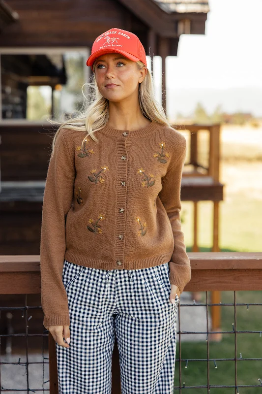 Embroidered the Memories Floral Cardigan Zippered Front Buttoned Front Snap Front