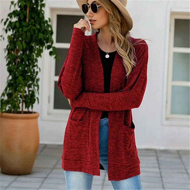 Women Casual Long Sleeve Pocket Knitted Cardigan Coat Notch Collar Peter Pan Collar Cowl Neck Women Casual Long Sleeve Pocket Knitted Cardigan Coat Notch Collar Peter Pan Collar Cowl Neck