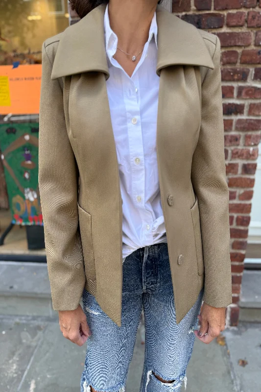 LANVIN Jacket with Removable Collar / S-EU36 Notch Collar Jacket Peter Pan Collar Jacket Cowl Neck Jacket