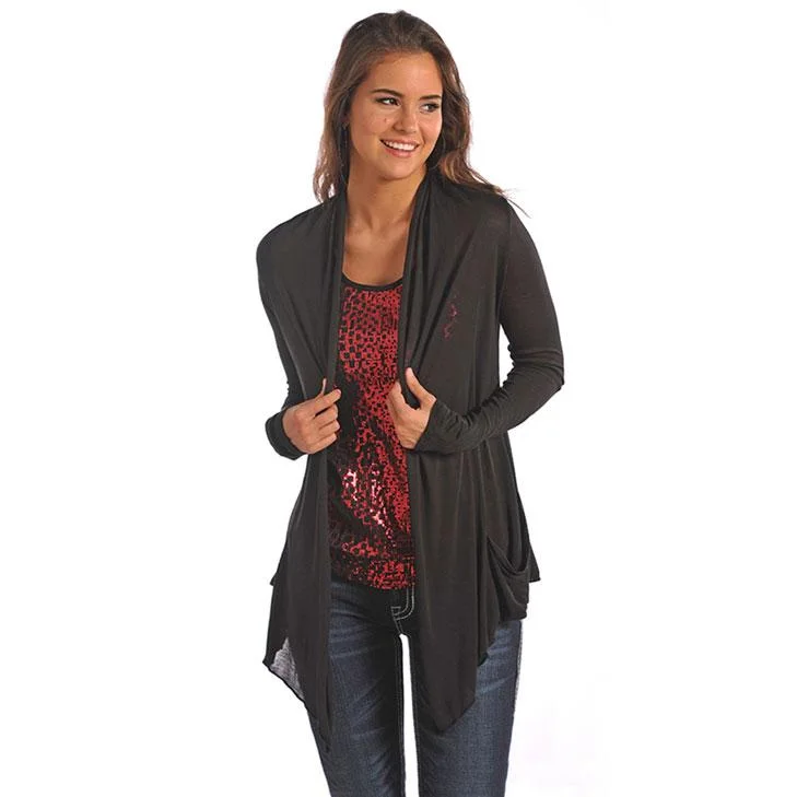 Panhandle Black Cardigan Rayon Fabric Velvet Fabric Corduroy Fabric