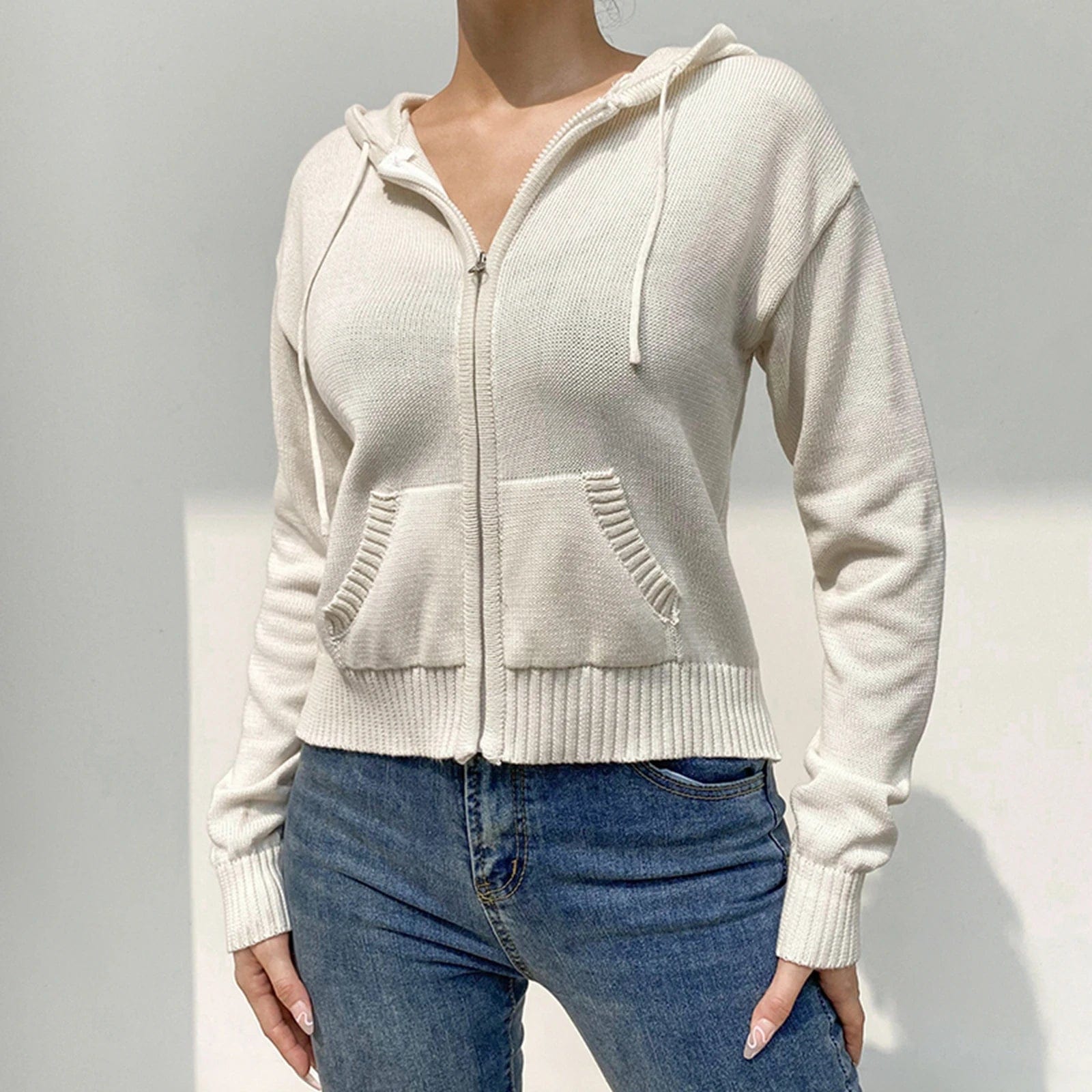 Women’s Full Zip Knit Hoodies Casual Sweaters Solid Color Long Sleeve Drawstring Sweatshirts Cardigan Zip-up Y2K Clothing Fleece Fabric Down Fabric Feather Fabric Women’s Full Zip Knit Hoodies Casual Sweaters Solid Color Long Sleeve Drawstring Sweatshirts Cardigan Zip-up Y2K Clothing Fleece Fabric Down Fabric Feather Fabric